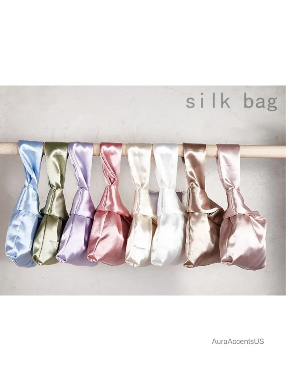 Satin Wrist Knot Bag Evening Clutch Purse - Handmade, Lightweight, Roomy